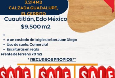 Terreno Cuautitlán México 3200m2